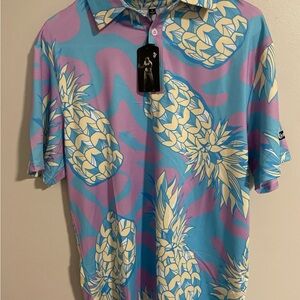 Vibrant Pineapple Print Men's Polo Shirt